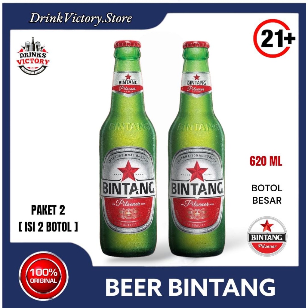 Jual Paket 2 Bir Bintang Beer Pilsener 620ml Botol Besar Original And Resmi Shopee Indonesia 7835