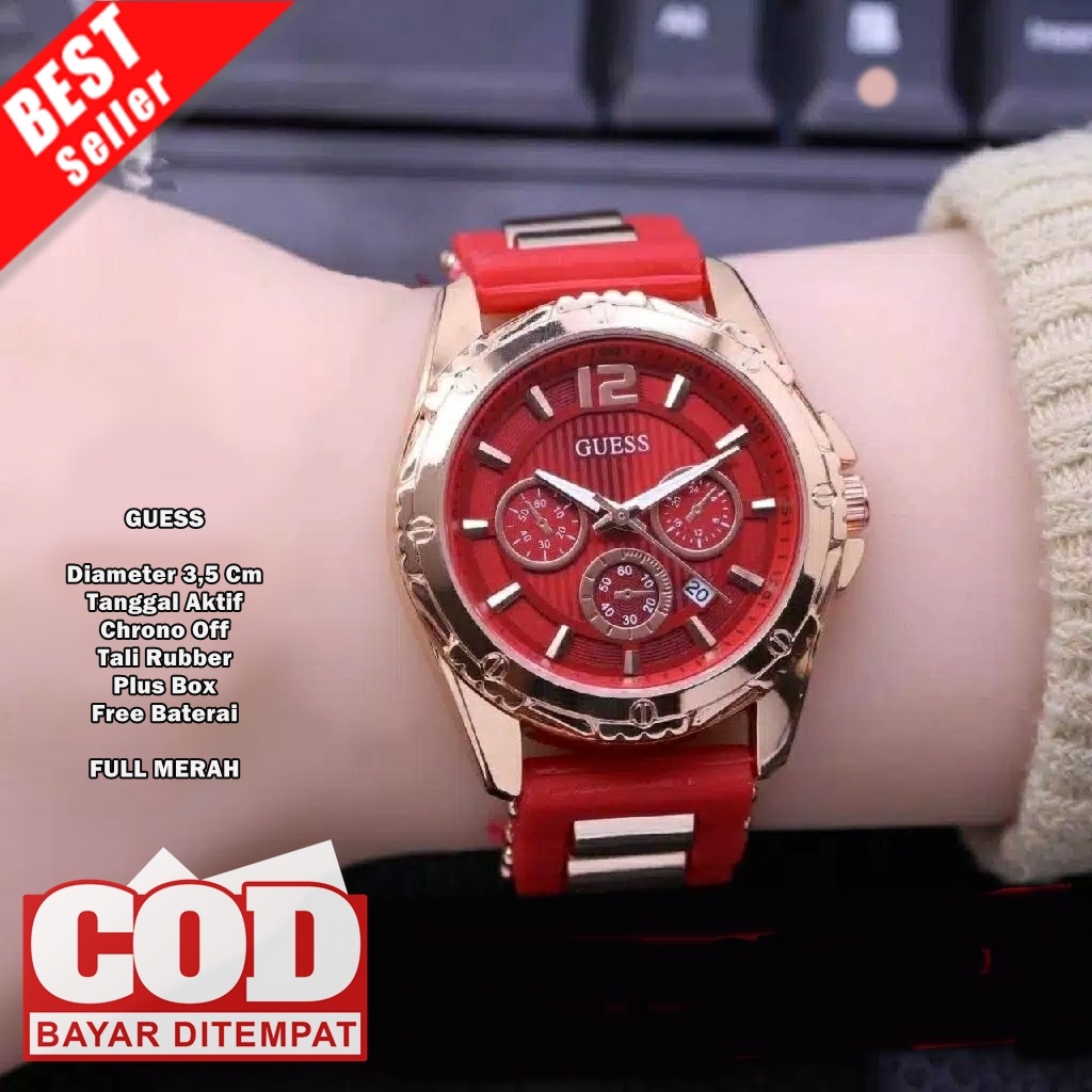 Jual JAM TANGAN FASHION WANITA TERMURAH TALI RUBBER TANGGAL AKTIF