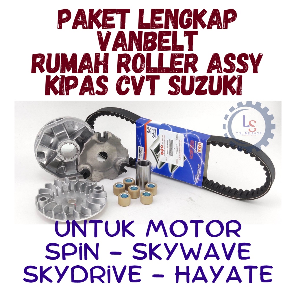 Jual Paket Vanbelt V-belt Rumah Roller Assy Kipas CVT Suzuki Spin 125 ...