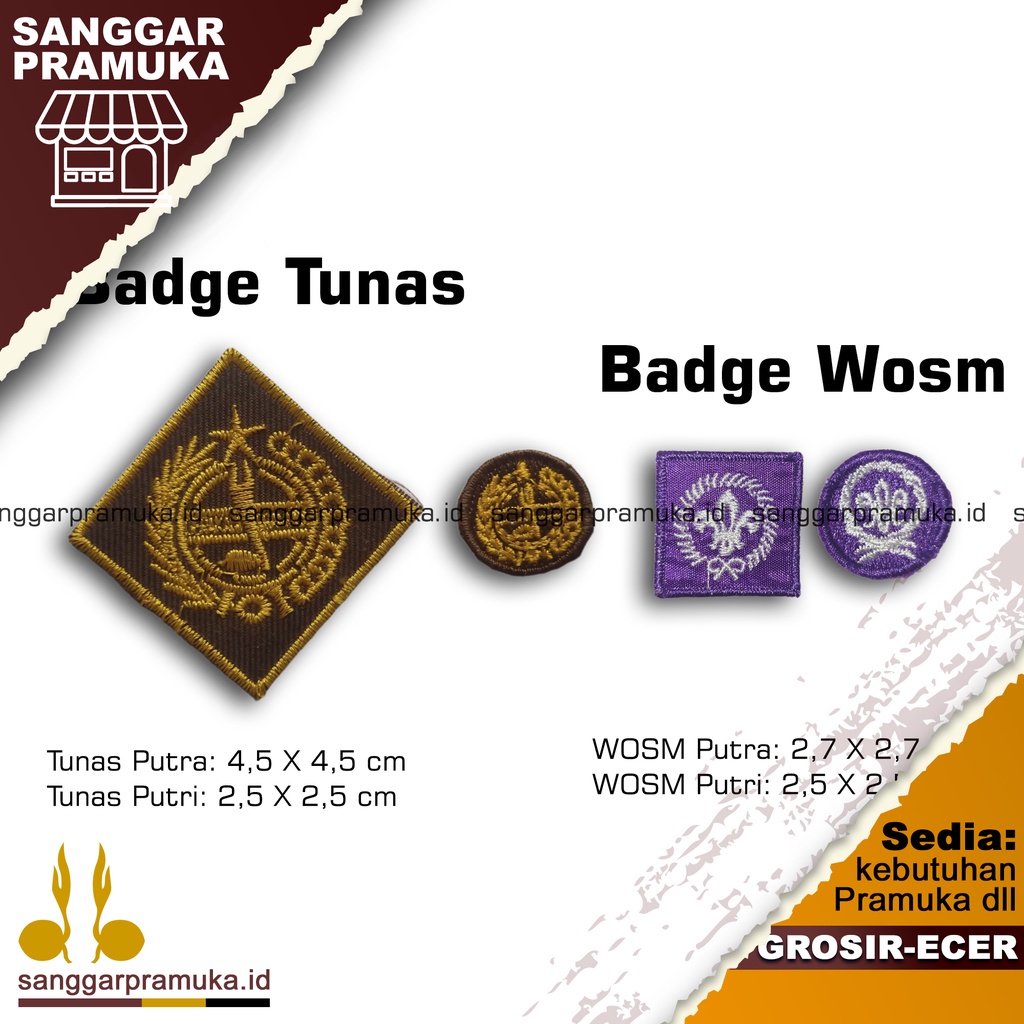 Jual Tanda Tunas Pramuka Tanda Wosm Tanda Pandu Dunia Bordir