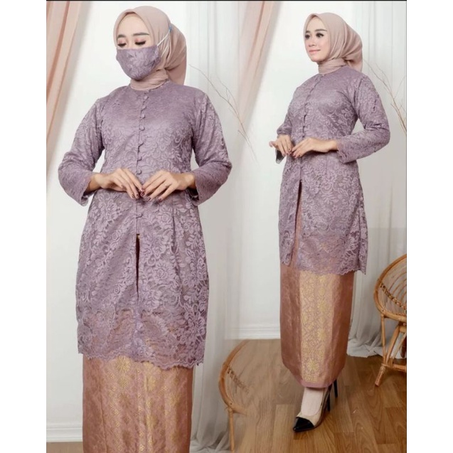 Jual Setelan Kebaya Atasan Tunik Brukat Kancing Dan Rok Songket Baju ...