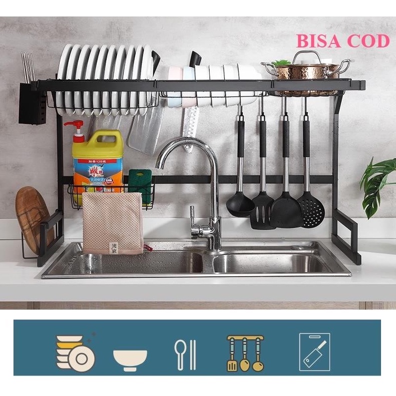 Jual Rak Piring / Rak Cuci Piring / Rak Piring 1 Tingkat dan 2 Tingkat ...