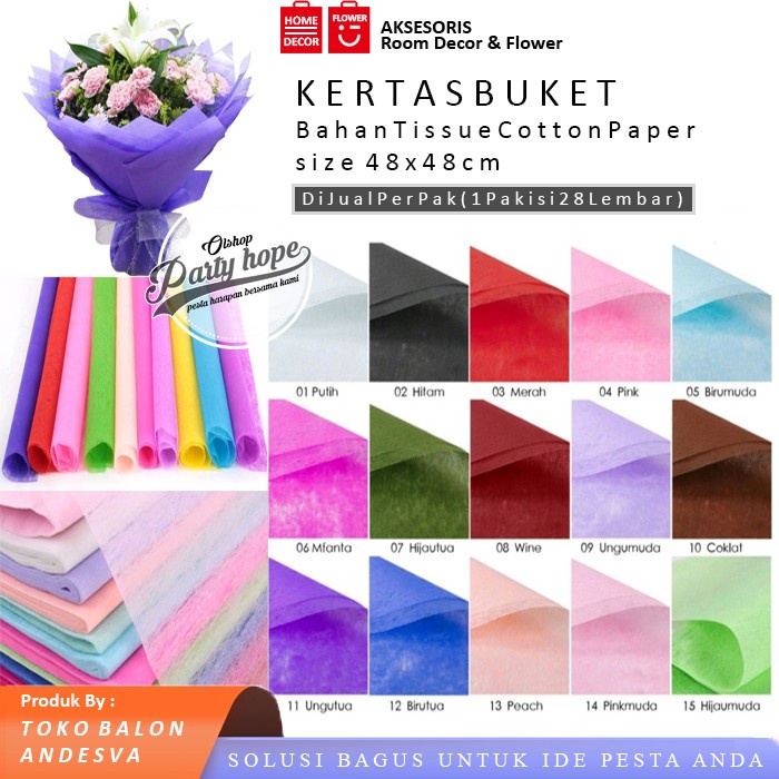 Jual [isi 28] Kertas Tisu Buket Bunga / Tissue Cotton Paper Wrapping ...