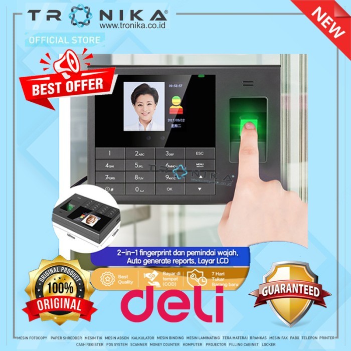 Jual MESIN ABSENSI Deli Face Recognition Attendance Machine E3765