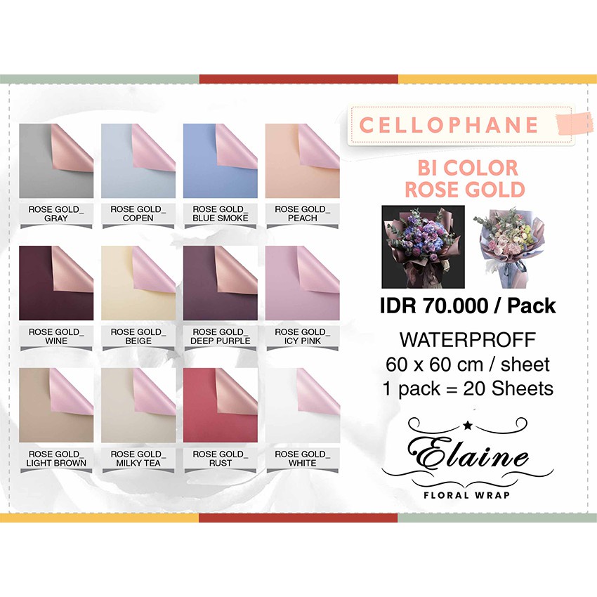 Jual FLOWER WRAPPING BI COLOR ROSE GOLD CELLOPHANE KERTAS PEMBUNGKUS ...
