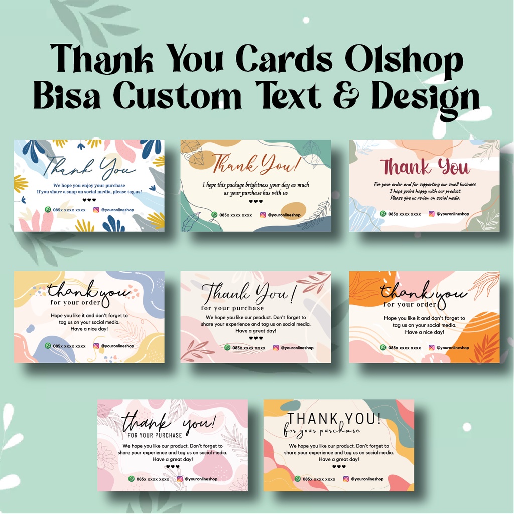 Jual 100 Pcs Kartu Ucapan Terima Kasih Thanks Card Olshop