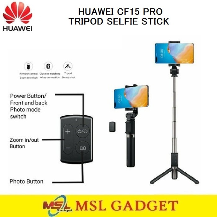 Jual Huawei CF15 Pro Tripod Tongsis Bluetooth Selfie Stick Original 100 ...