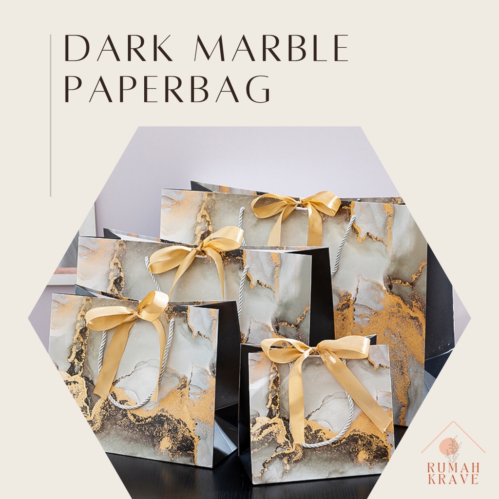 Jual RUMAH KRAVE - Dark Marble Paperbag Hitam Marmer Elegan Tas Kado ...