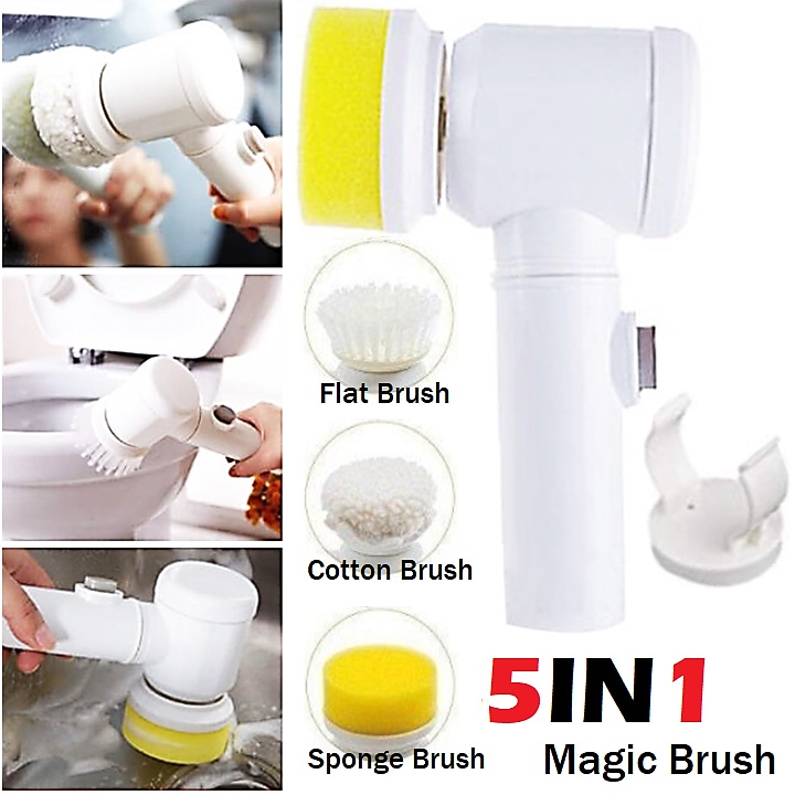 Jual 5 IN 1 Magic Brush Electric Cordless Cleaning Spin Scrubber Brush ...