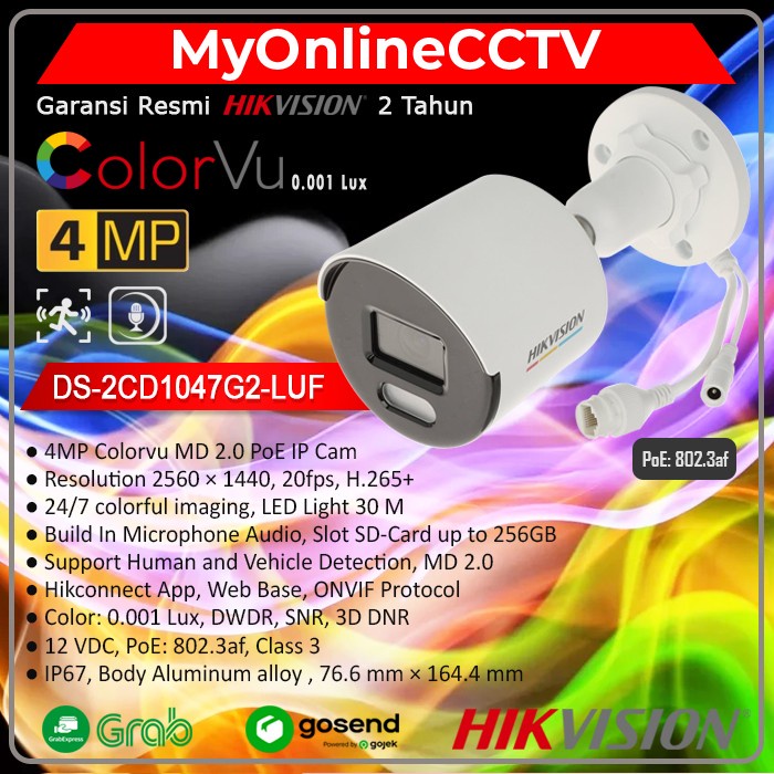 Jual DS-2CD1047G2H-LIUF Hikvision Audio IP Camer PoE CCTV Outdoor 4MP ...