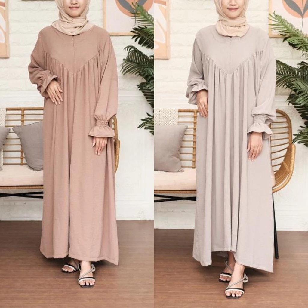 Rumaniya Dress Wanita Crincle Airflow tampilan depan
