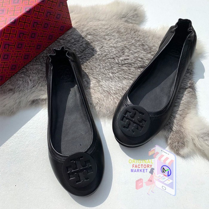 ORIGINAL Sepatu TB Flat Shoes Minnie Travel Ballet All Black 35