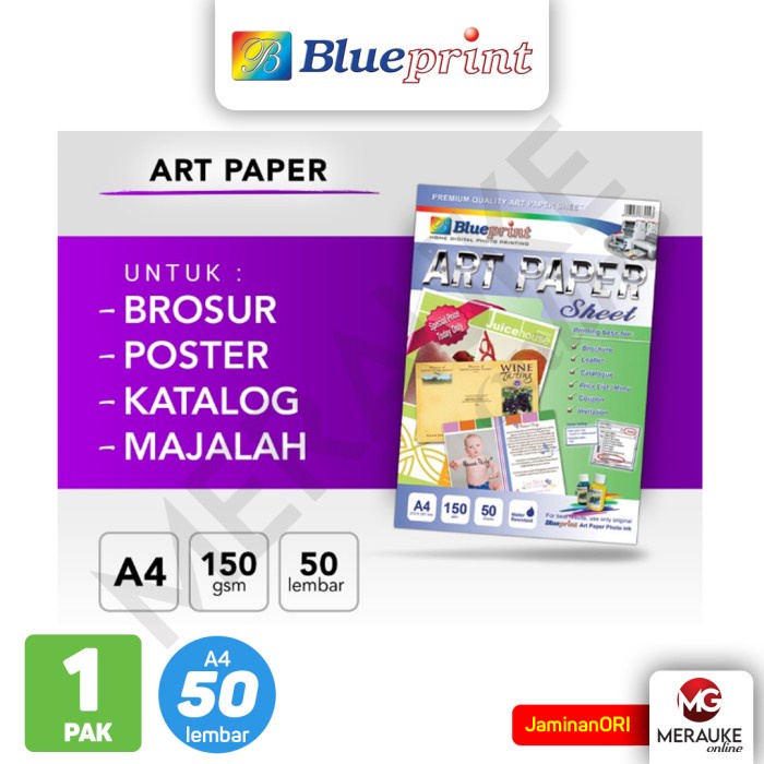 Jual Kertas Foto BLUEPRINT Art Paper A4 150gsm Isi 50 Lembar | Shopee ...