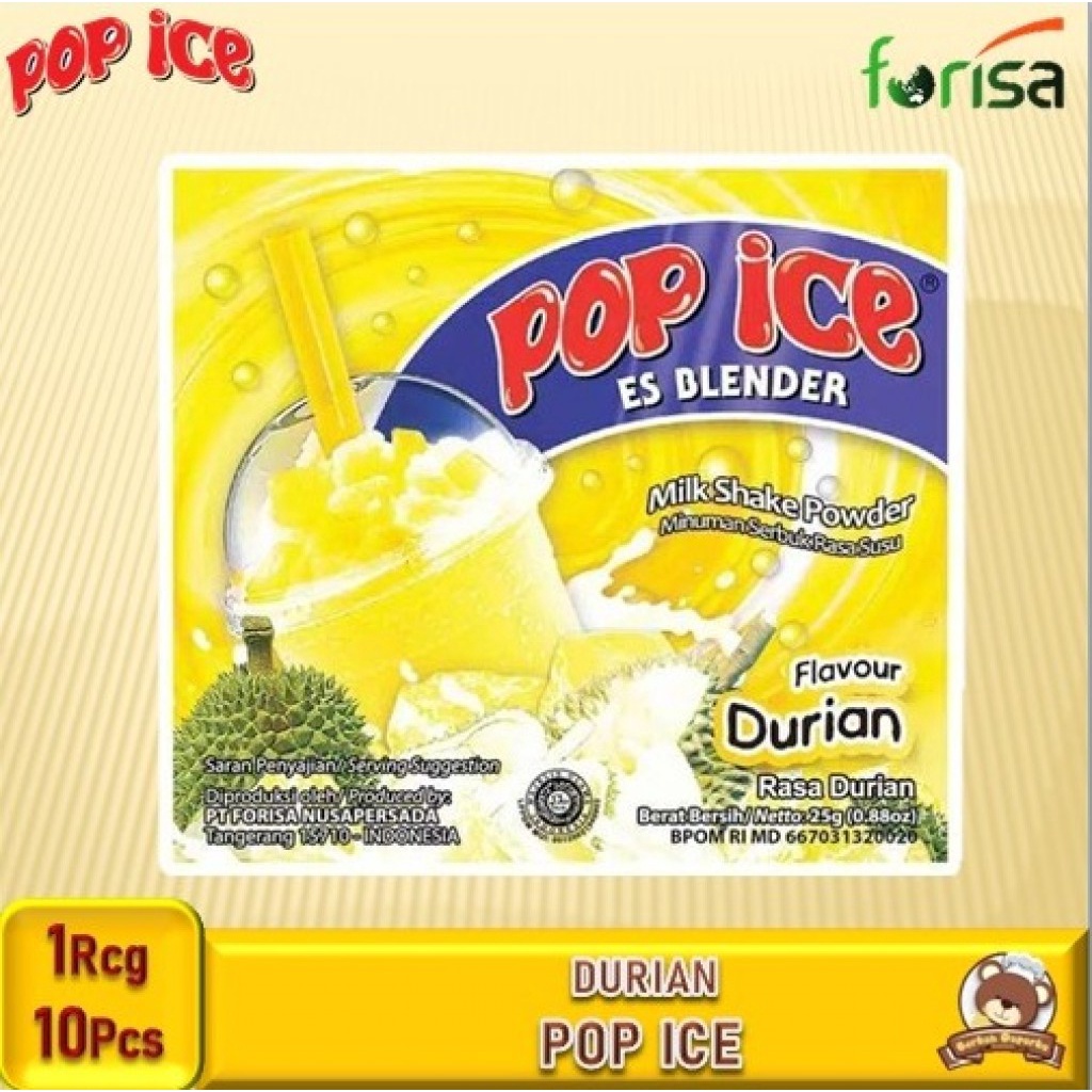 Jual Pop Ice Rasa Durian Minuman Ice Blender 25g - 1 Renceng 10pcs ...