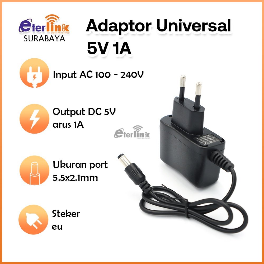 Jual [NEW] Adaptor 5V-1A Untuk Power Tambahan USB HUB 5 VOLT - 1 AMPERE ...