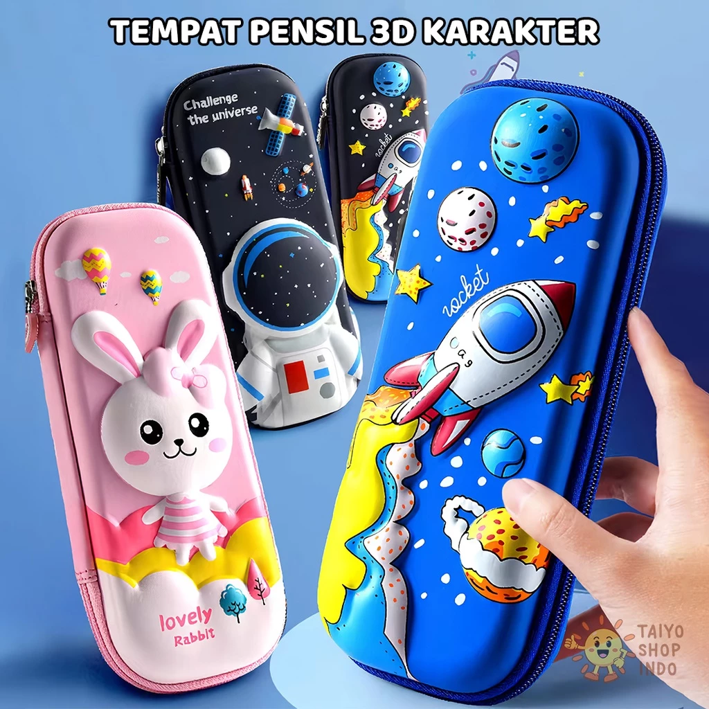 Tempat Pensil Anak 3D Karakter EVA Anti Air (3 Kompartemen)