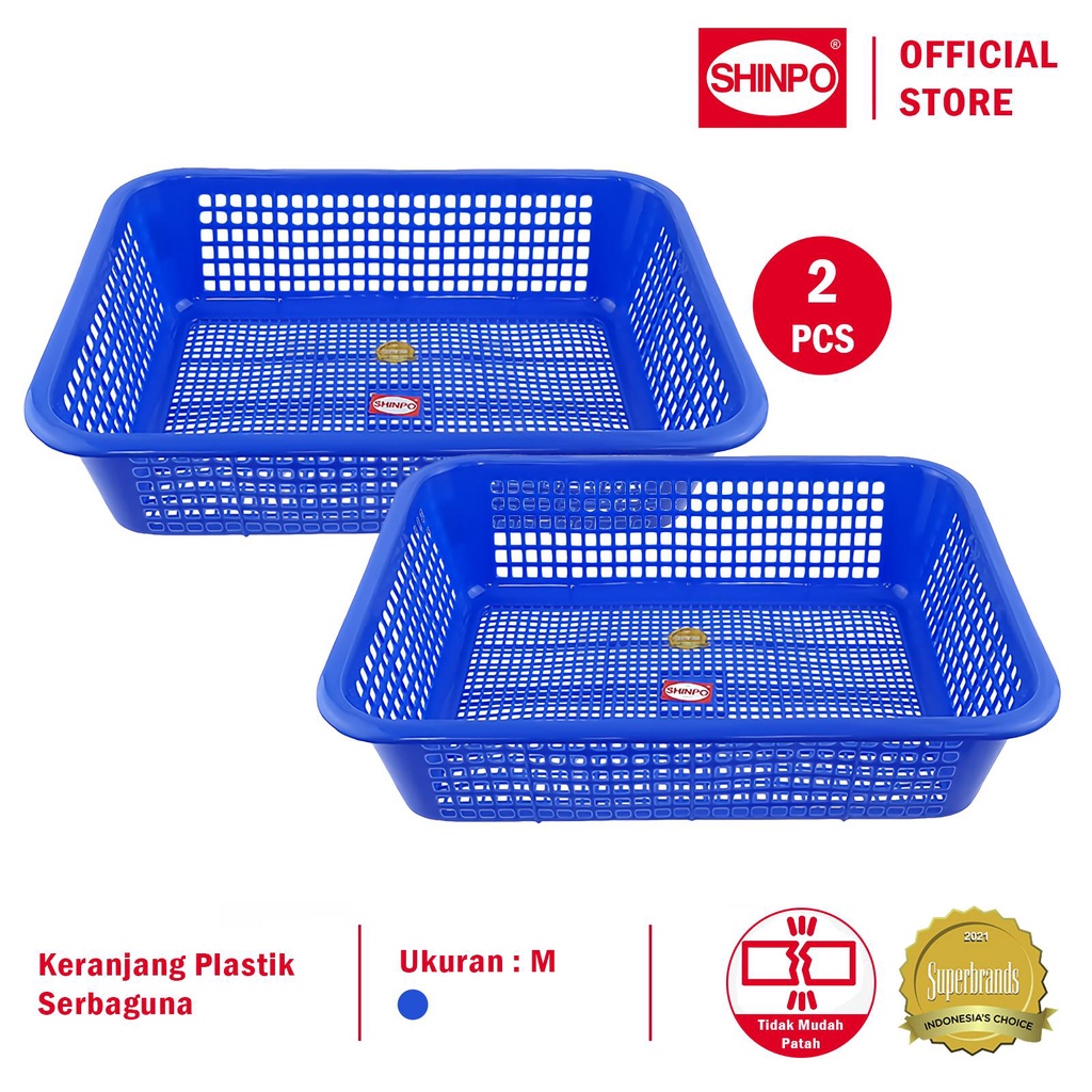 Jual SHINPO COMBO 2 Keranjang Plastik Persegi Medium Bakul Segi Crown