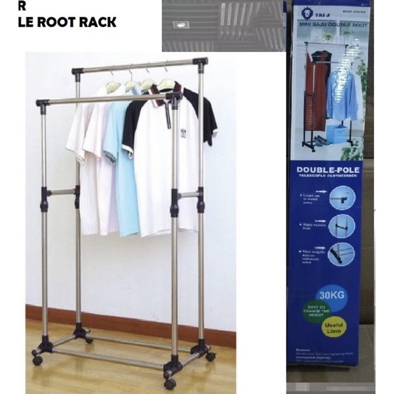Jual Stand Hanger Double Rod Rack / Rak Gantung Pakaian 2 Lapis Rak ...