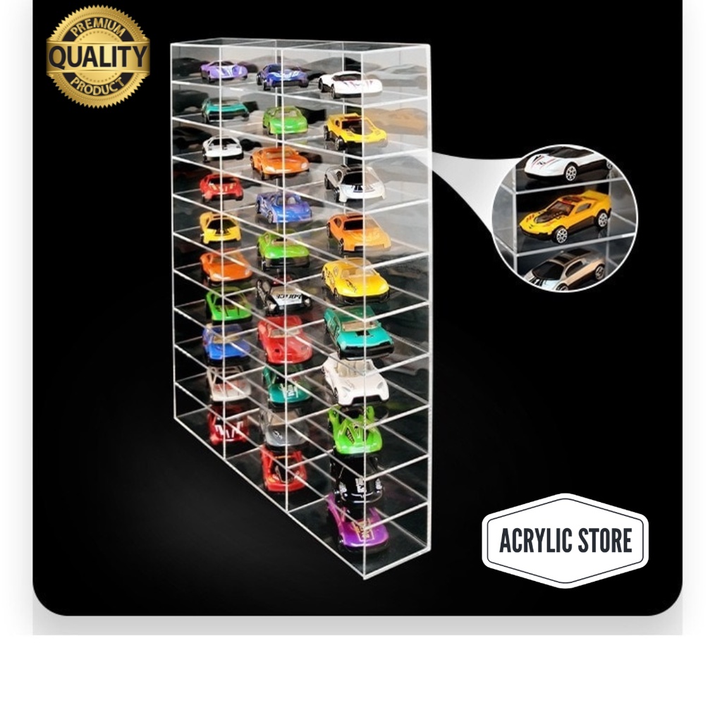 Jual Rak akrilik Kotak Penyimpanan Mainan Mobil Model 1:64 Rak Akrilik ...