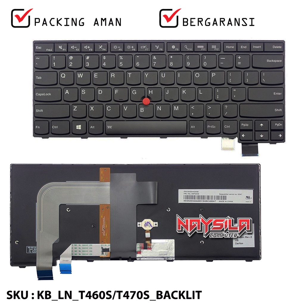 Tastiera Retroilluminata UK Per Lenovo ThinkPad T470S, T460S, T460P, T470T, T460T - Nuova Di Zecca!