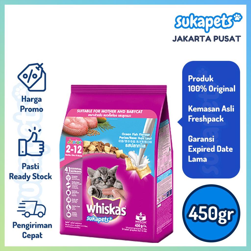 Jual Whiskas Kitten Junior Ocean Fish Dry Food Makanan Kucing Kering