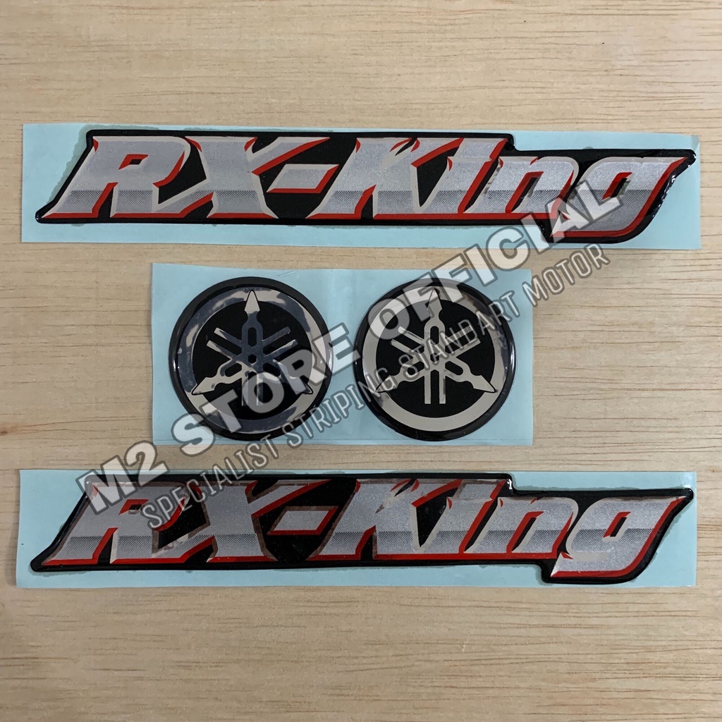 Jual Emblem logo RX King rxking set garbutala Yamaha silver list merah ...