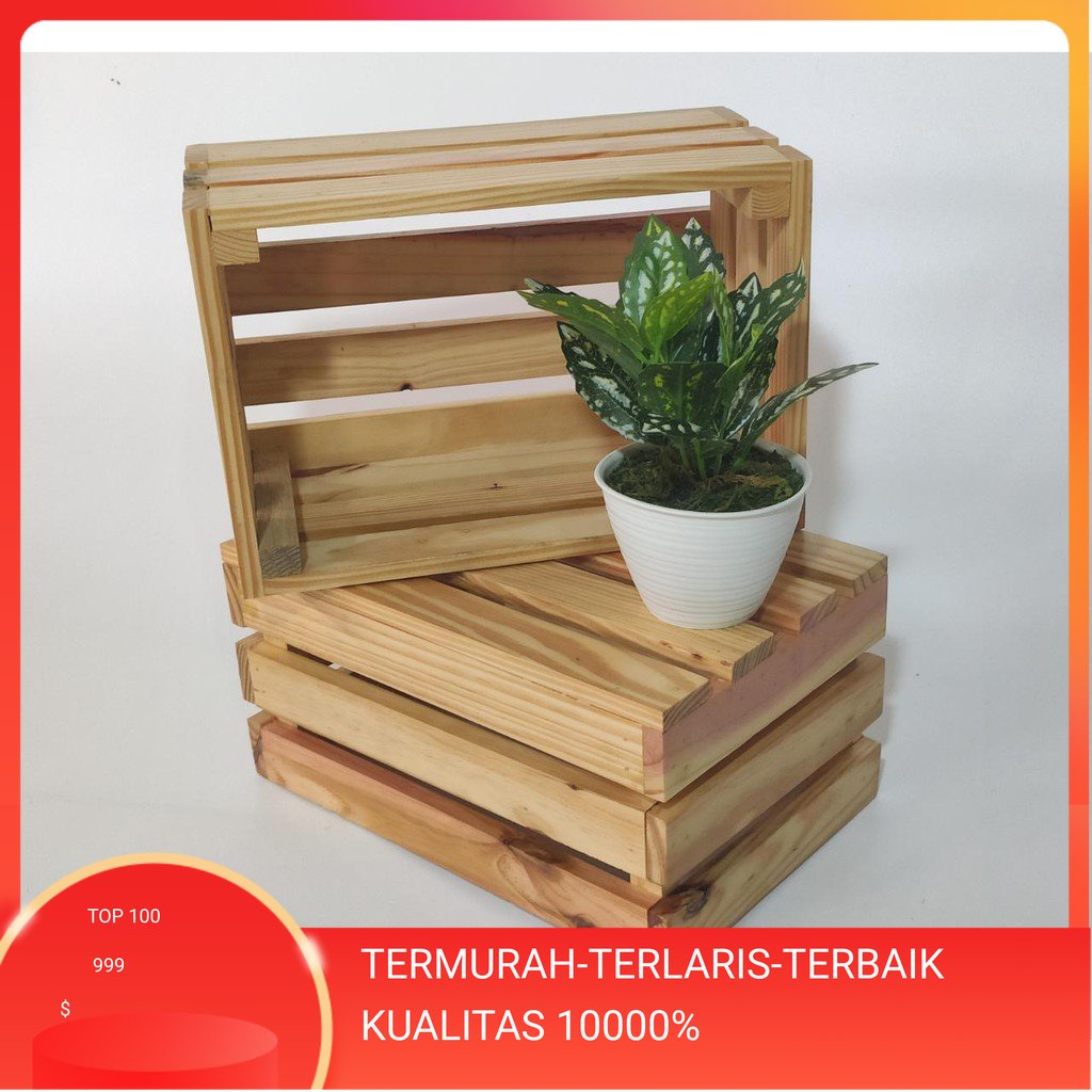 Jual 30x20x15cm Mini wood crates kotak kayu peti kayu jati belanda