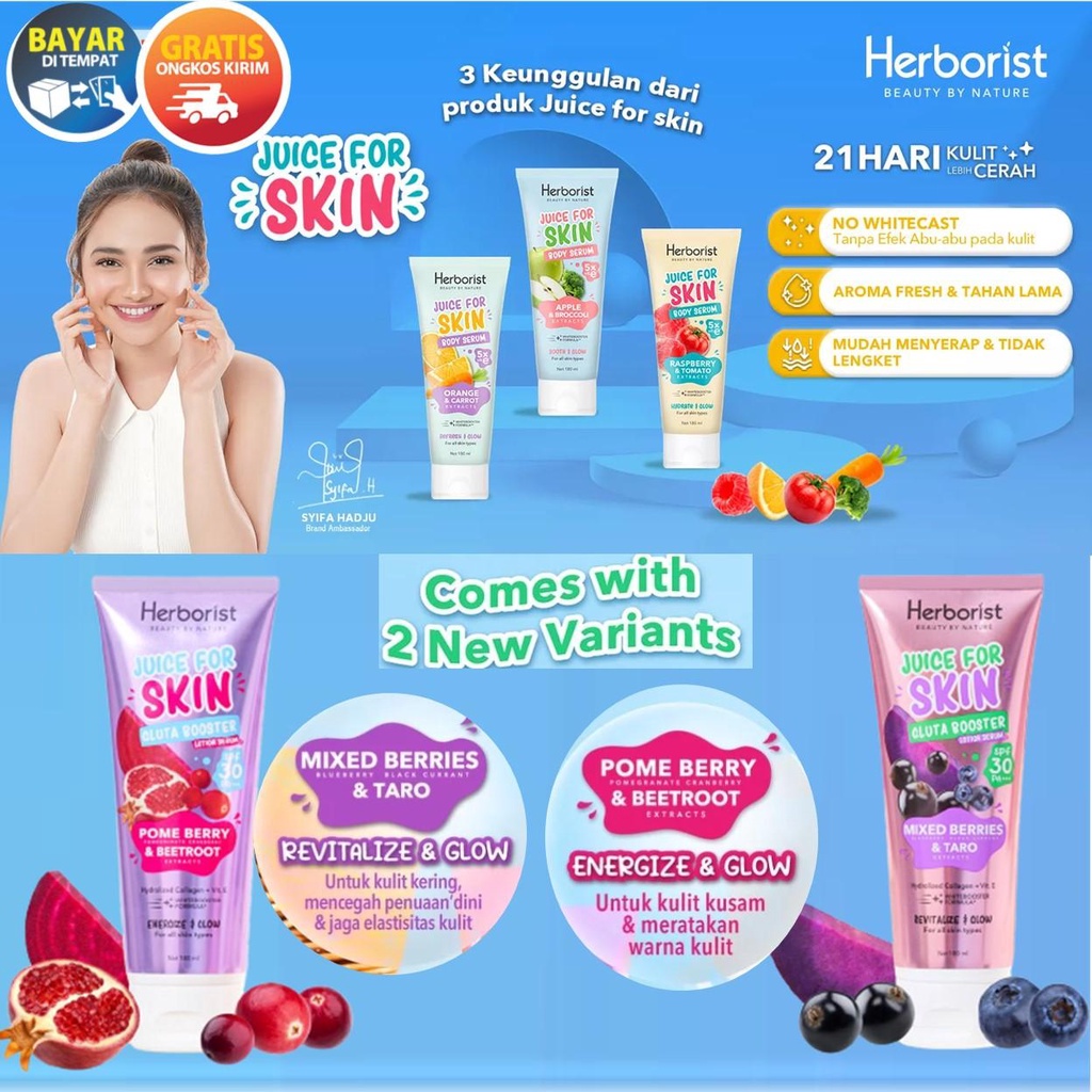 Jual Herborist Juice For Skin Gluta Booster Body Lotion Serum SPF 30 PA
