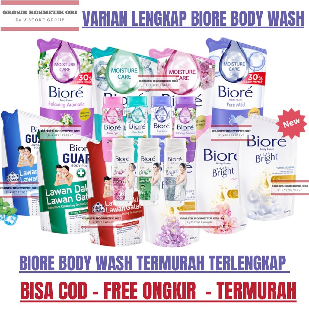 Jual Varian Lengkap Biore Bright Body Foam Botol Sabun Mandi Cair