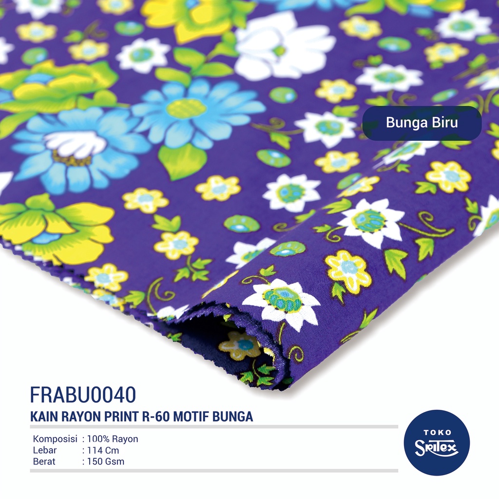 Jual Toko Sritex Kain Rayon Print Bunga 0040 Premium Ekspor, R60. Harga ...