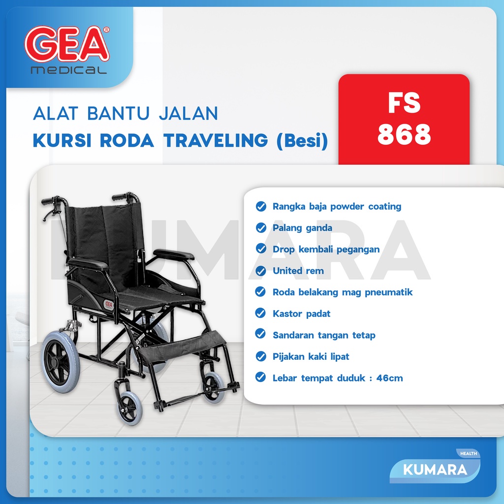 Jual Gea Kursi Roda Semi Travel Fs Black Steel Kursi Roda