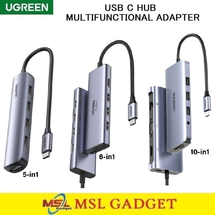 HUB USB-C UGREEN CM511A 6 EN 1 ( CM511A ) 3 USB 3.0 - 1 HDMI - 1 SD CARD -  1 TF CARD ( 20956A )