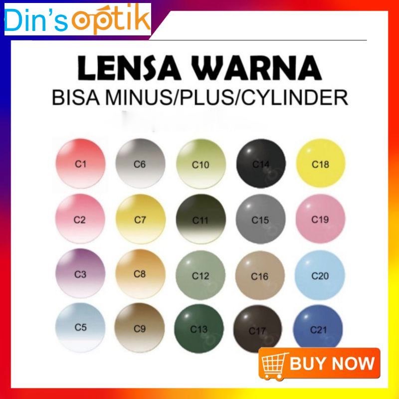 Jual Lensa Kacamata Warna Permanen, Bisa Lensa Minus/Plus/Cylinder ...