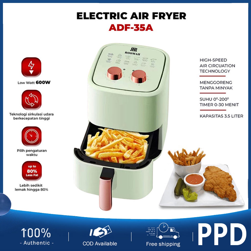 Jual Electric Air Fryer 4L Pengorengan Tanpa Minyak Dual Tombol Low