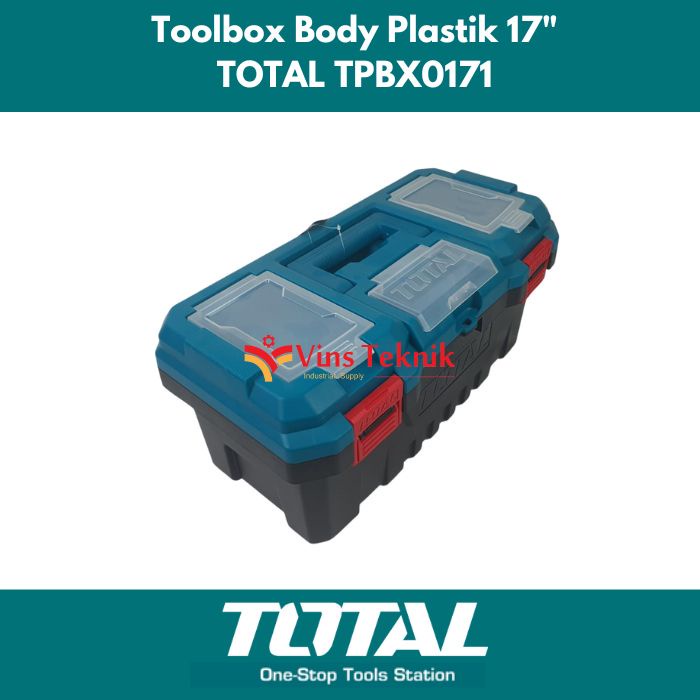 Total Tools 17-in Plastic Toolbox with Removable Tray TPBX0171