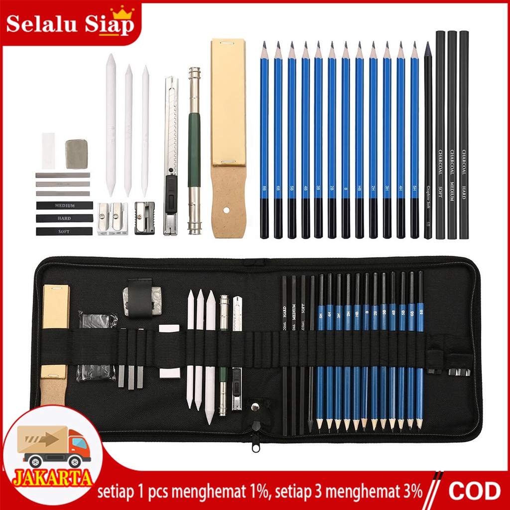 Jual 33pcs Set Sketch Pensil Pisau Penghapus Dan Pensil Gambar Untuk