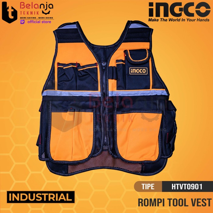 Jual Ingco Tool Vest Kg Rompi Safety Proyek Tas Alat Perkakas Htvt Shopee Indonesia