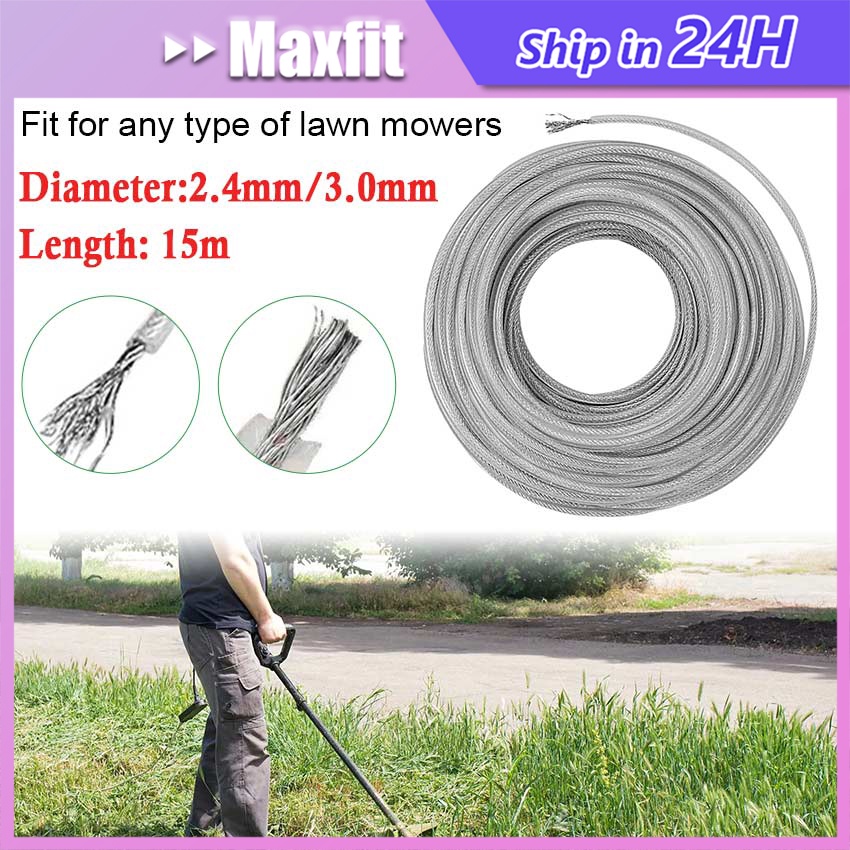 Jual 15M Trimmer Line Senar Potong Rumput Logam Nylon Tali 2.4Mmx15M ...