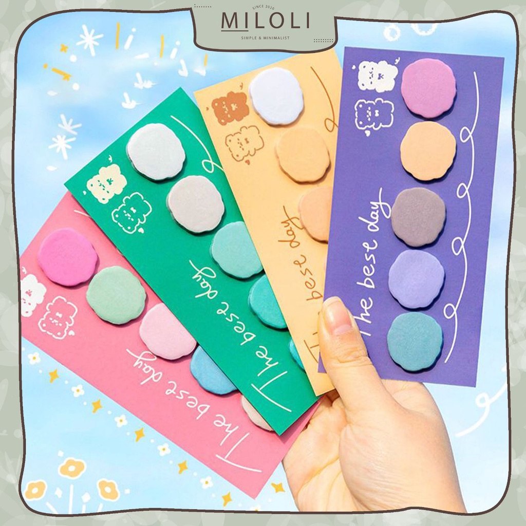 Jual [MILOLI] 5Pad MINI STICKY ROUND THE BESE DAY Sticky Notes Colorful