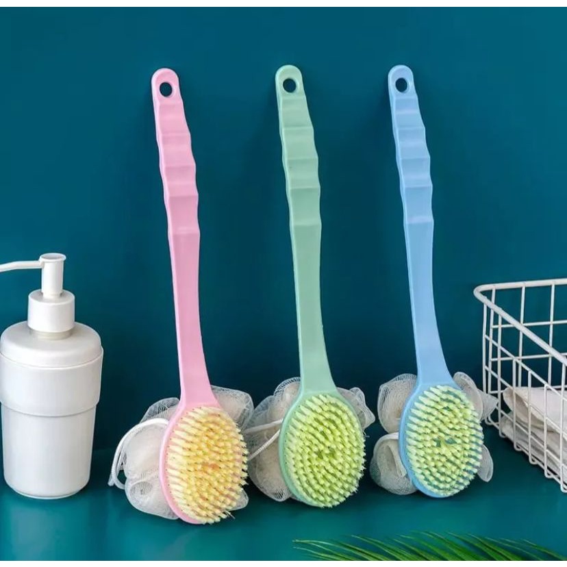 Jual (7C.1) Sikat Busa Punggung Shower Puff Mandi Dua Sisi Spon & Bulu ...