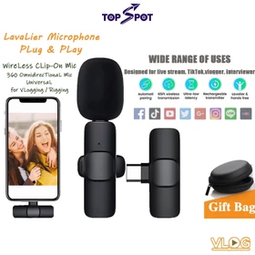 Topspot Mikrofon Nirkabel Lavalier Mic Portabel Audio Video Pembuatan Rekaman Wireless