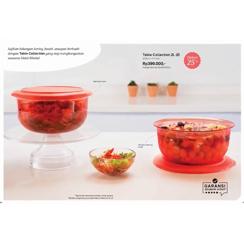 Jual Tupperware Table Collection 2L peach 2pcs Tupperware Promo ...