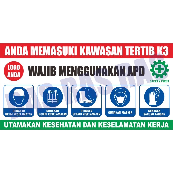 Jual Spanduk Banner Wajib Apd K3 Safety Ukuran 2x1 Meter Biru Shopee Indonesia 