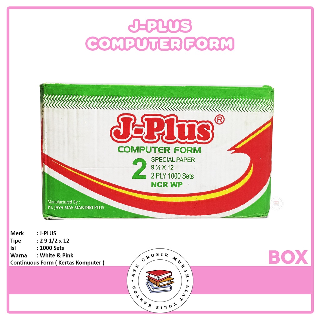 Jual J-PLUS - Continous Form 2 Ply 9 1/2 x 12 NCR Spesial Paper - Box ...