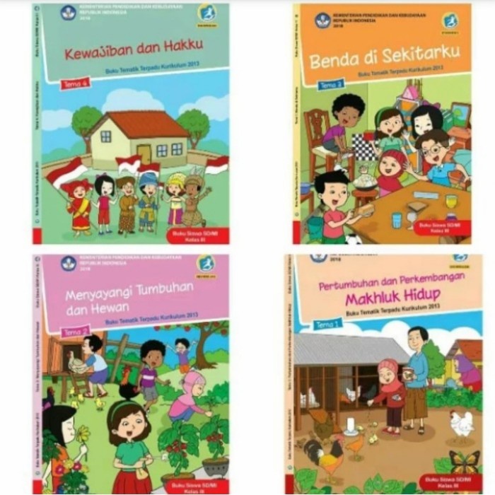 Jual Buku Tematik kelas 3 sd tema 1 2 3 4 Paket semester 1 | Shopee ...