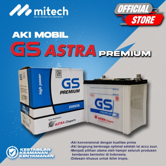 Jual Aki Mobil Mitsubishi Outlander GS Astra Premium 55D23L Aki Basah