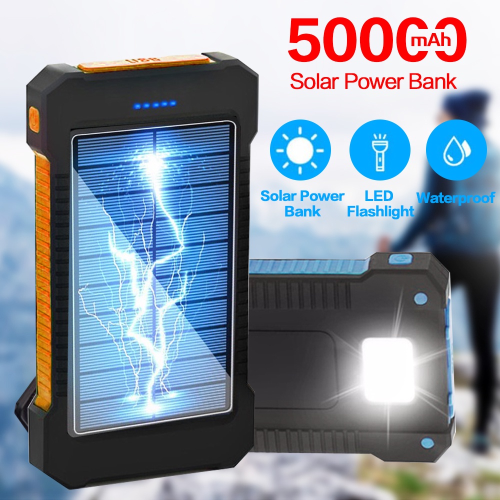 Jual 50000mAh power bank awet tahan lama Solar Power Bank Charger USB