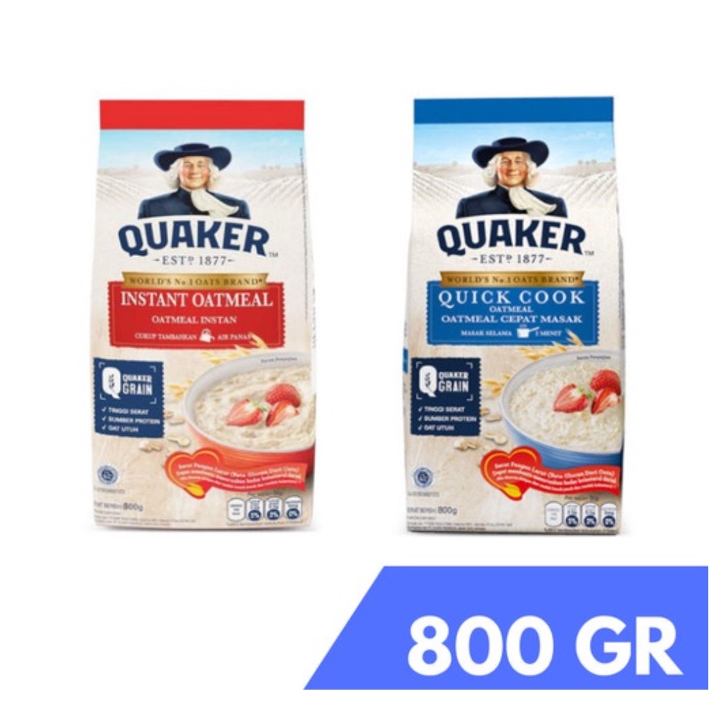 Jual Quaker Oat Instant Oatmeal Merah / Quick Cooking Biru 800 gram Exp 2025 Shopee Indonesia