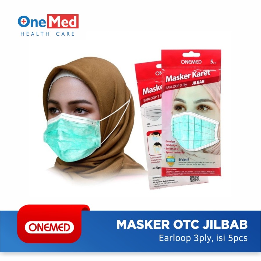 Jual Masker Jilbab 3ply isi 5pcs OneMed SL | Shopee Indonesia