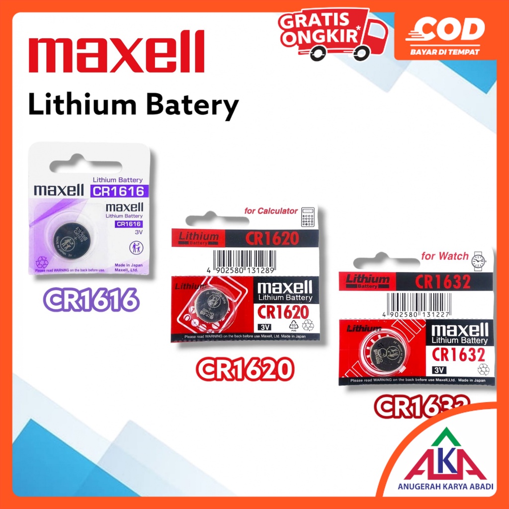 Jual MAXELL 1 Pcs Lithium Battery Baterai Kancing 3V CR 1616 / 1620